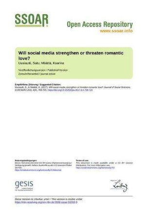 Will social media strengthen or threaten romantic love?