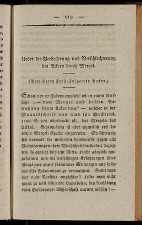 Ueber die Verbesserung und Verschlechterung des Ackers durch Mergel