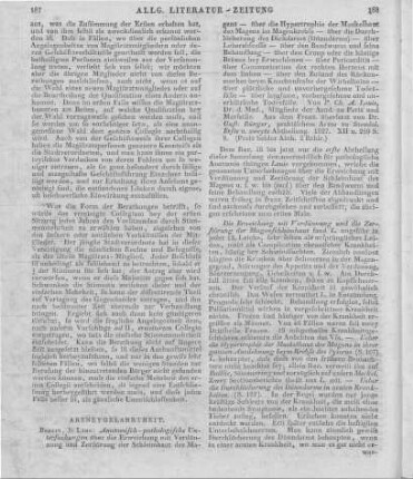 Louis, P. C. A.: Anatomisch-pathologische Untersuchungen ... Abt. 1. Übersetzt v. G. Bünger. Berlin: Laue 1827