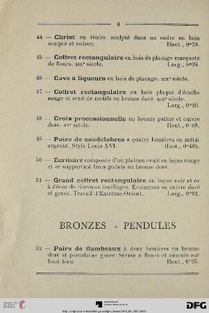 Bronzes - Pendules (Nr. 52-64)