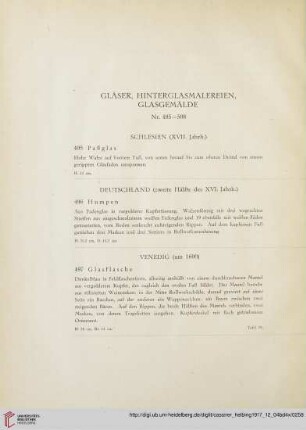 Gläser, Hinterglasmalereien, Glasgemälde (Nr. 495-508)