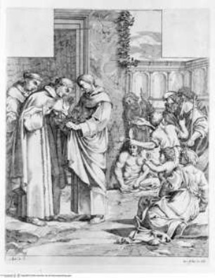 Vita di San Diego, dipinta nella Cappella di S. Giacomo de Spagnoli ..., Tafel 16: Das Rosenwunder