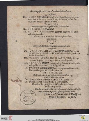 Viro Magnificentia, Amplitudine & Prudentia gravissimo