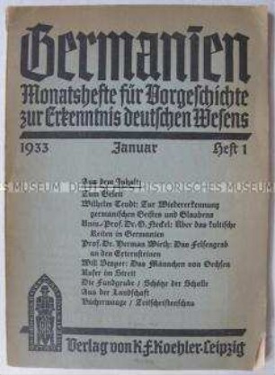 Historische Fachzeitschrift "für Vorgeschichte zur Erkenntnis deutschen Wesens"