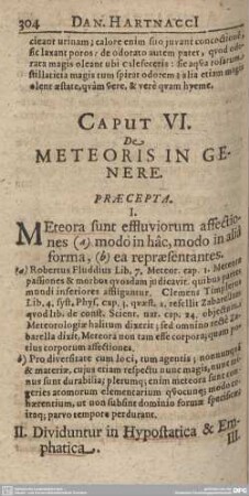 Caput VI. De Meteoris in Genere.