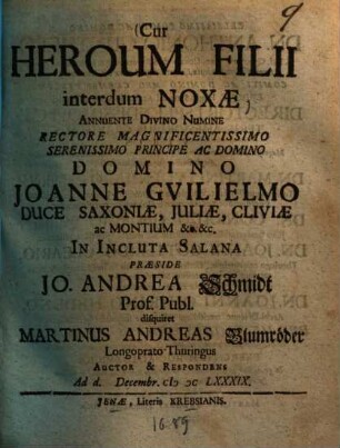 Cur heroum filii interdum noxae
