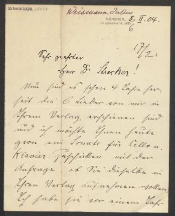 Brief an Ludwig Strecker an B. Schott's Söhne : 05.02.1904