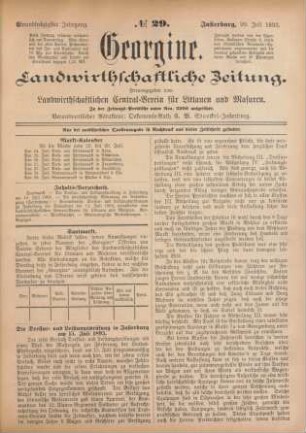 Einundsechzigster Jahrgang. No. 29. Insterburg, 20. Juli 1893.