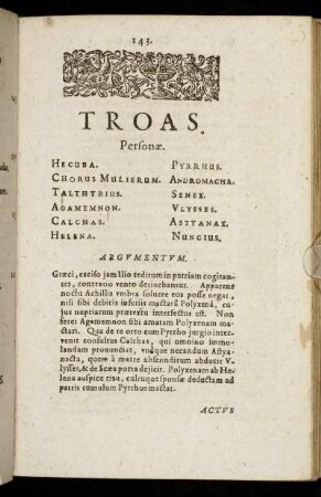 Troas. Actus Primus - Quintus