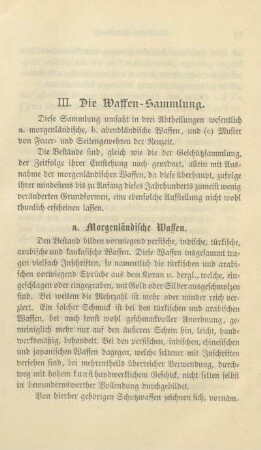 III. Die Waffen-Sammlung