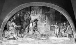 Episoden aus dem Leben des heiligen Franz von Assisi, Lünette 3: Der heilige Franz von Assisi weist die Anbetung eines Mannes zurück