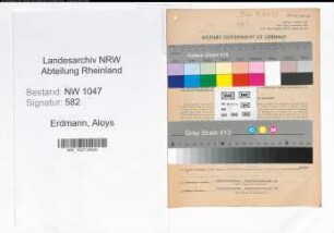 Entnazifizierung Aloys Erdmann , geb. 26.01.1896 (Elektriker)
