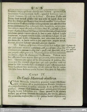 Caput IV. De Causa Materiali obiectiva