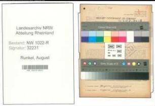 Entnazifizierung August Runkel , geb. 30.10.1909 (Kraftfahrer)