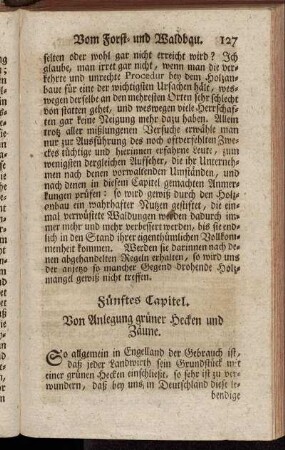 Fünftes Capitel. Von Anlegung grüner Hecken und Zäune.