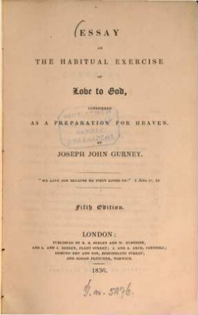 Essay on the habitual exercise of love to God : considered as a preparation for heaven