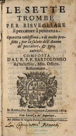 Le sette trombe per risvegliare il peccatore à penitenza
