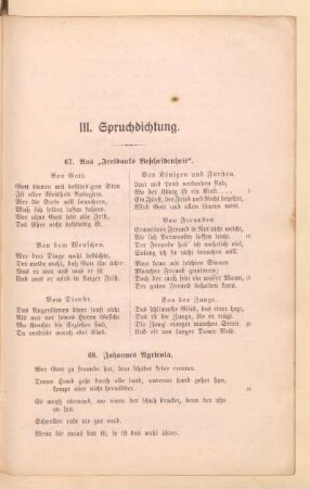 III. Spruchdichtung