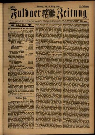 Erste Ausgabe vom Sonntag, den 18. März 1894.