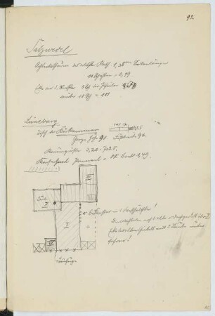 Rathaus, Lüneburg: Grundriss Kurkammer (aus: Skizzen- und Fotoalbum 17)