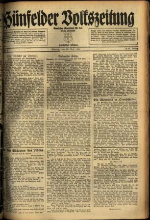 Ausgabe vom Montag, den 30. Mai 1921.