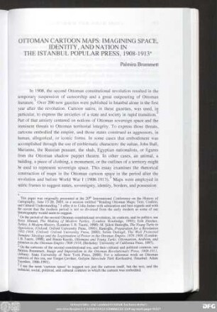 Ottoman Cartoon Maps: Imagining Space, Identity, And Nation In The Istanbul Popular Press, 1908-1913 Palmira Brummett
