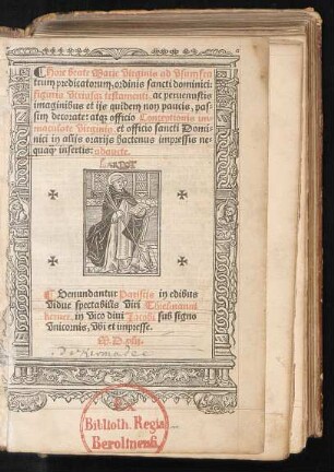 Hore beate Marie virginis ad vsum fra||trum predicatorum, ordinis sancti dominici:|| ...