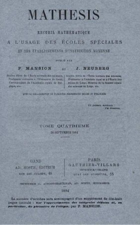 TOME QUARTIÈME. 30 SEPTEMBRE 1884.
