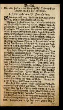 Bericht, Wenn die Posten in der Churfl. Sächß. Residentz-Stadt Dreßden abgehen und ankommen.