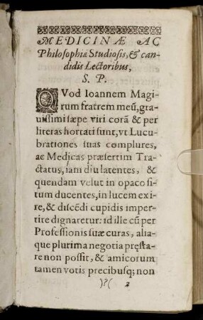 Medicinæ Ac Philosophiæ Studiosis, & candidis Lectoribus.