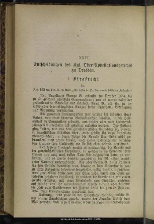 XXVI. Entscheidungen des Kgl. Ober-Appellationsgerichts zu Dresden