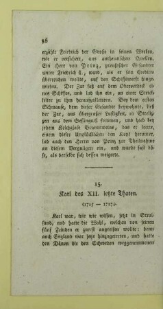 15. Karl des XII. letzte Thaten