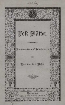 Lose Blätter : Humoresken und Plaudereien