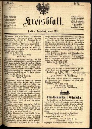Ausgabe vom Samstag, den 04. Mai 1872.