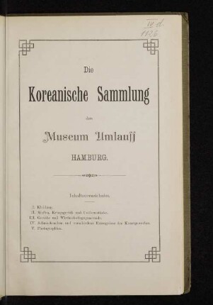 Die Koreanische Sammlung des Museum Umlauff, Hamburg