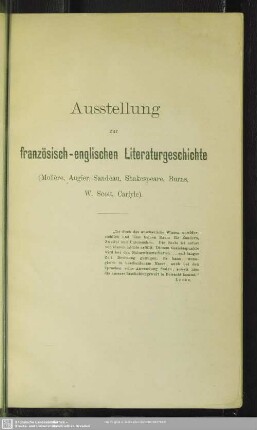 Ausstellung zur französisch-englischen Literaturgeschichte