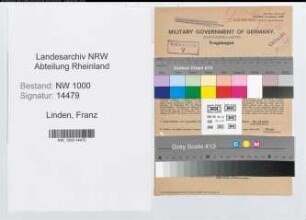 Entnazifizierung Franz Linden, geb. 27.12.1907 (Wissensch.Mitarbeiter)