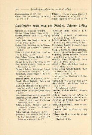 Handschriften außer denen von Gotthold Ephraim Lessing