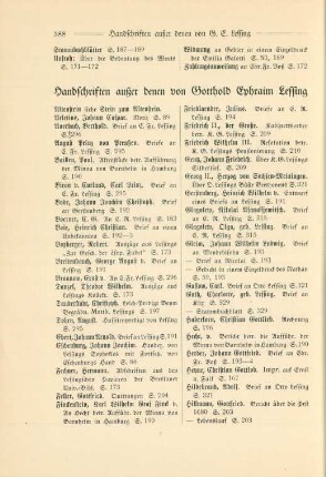 Handschriften außer denen von Gotthold Ephraim Lessing