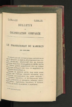 Le Protectorat du Kamerun En 1905-1906
