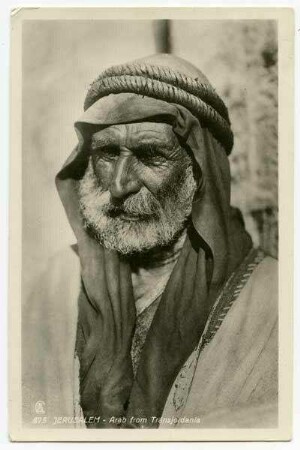 Jerusalem - Arab from Transjodania [Beduine, Postkarte an Gustaf Dalman]