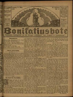 Erste Ausgabe vom Sonntag, den 12. März 1922.