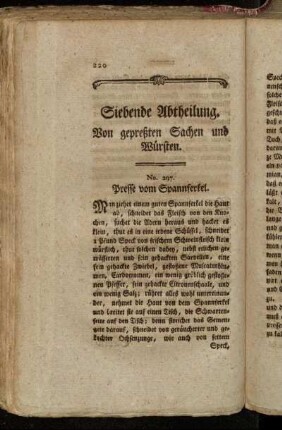Siebende Abtheilung. Von gepreßten Sachen und Würsten