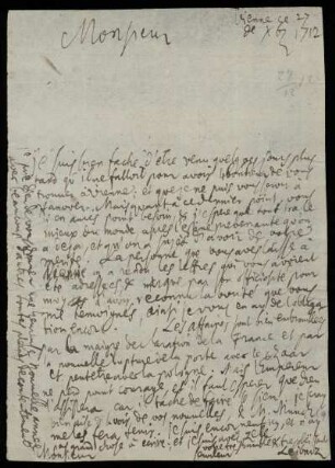 Brief von Gottfried Wilhelm Leibniz an Christoph Enoch Buchta