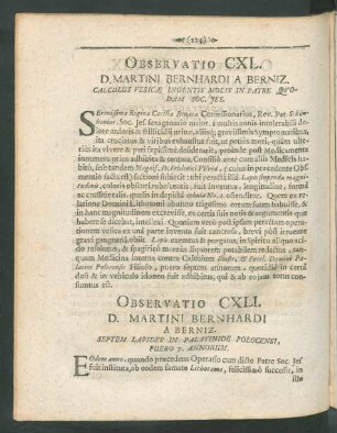 Observatio CXLI. - CLX.