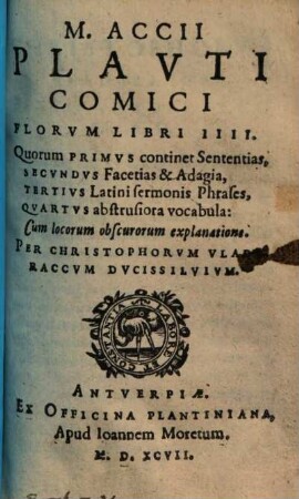 M. Accii Plauti comici Florum libri IV