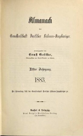 Almanach der Genossenschaft Deutscher Bühnen-Angehöriger : (Gettke's Bühnen-Almanach). 11. 1883