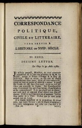 No. XXXIX. Dixieme Lettre
