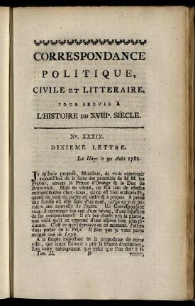No. XXXIX. Dixieme Lettre