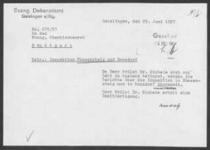 Wiesensteig mit Mühlhausen/Täle, Drackenstein und Hohenstadt: Inspektionsbericht 1957